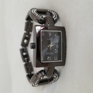 Decade Hematite Rhinestone Square Face Watch
